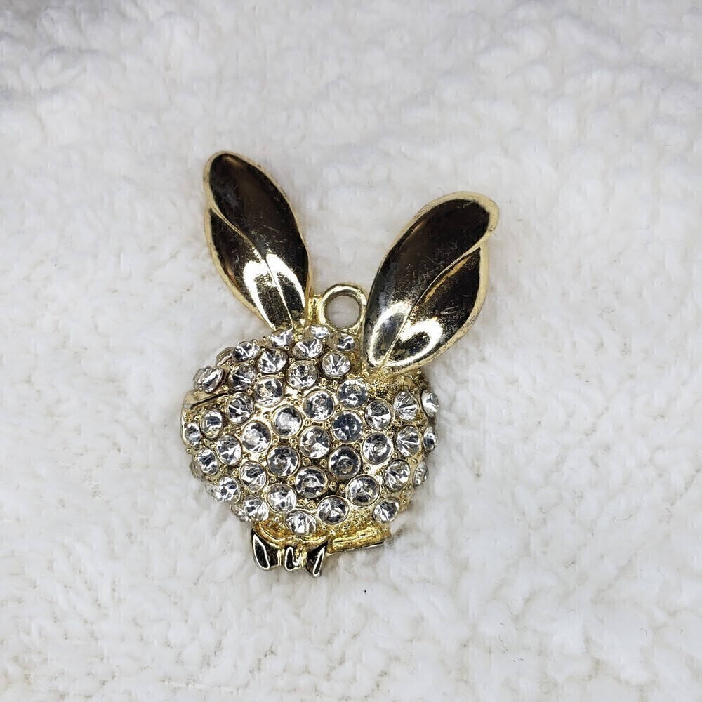 Playboy Bunny Bling Gold Necklace Pendant Costume Jewelry